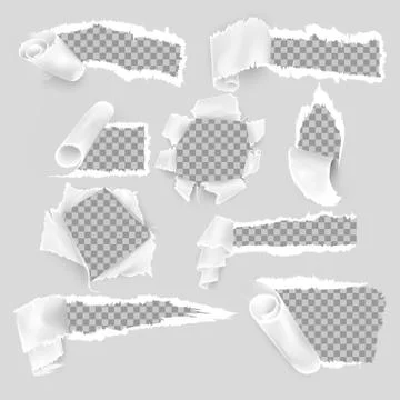 Creative paper cut craft style frame set, vector illustration. Realistic hole Stock Illustration