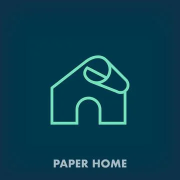 Creative paper folding house logo design. Stock Illustration