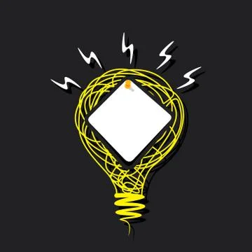Creative paper note on sketch bulb design vector Stock Illustration