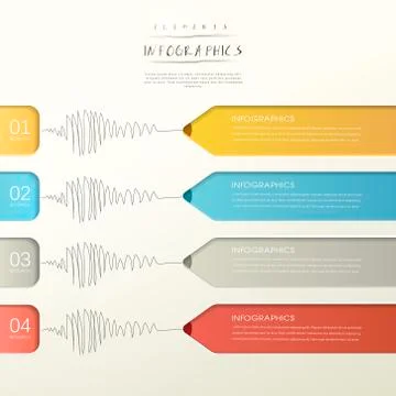 Creative paper pencil bar chart infographic elements 库存插图