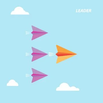 Creative paper rocket sign and white cloud on blue sky. Business and leadersh Stock Illustration