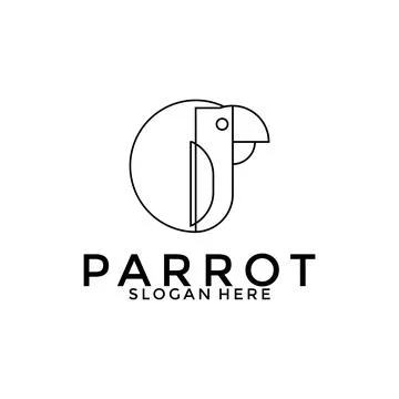 Creative Parrot logo vector, Line Art Bird logo design template Stock Illustration