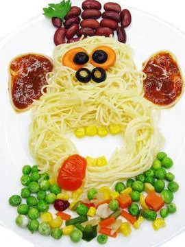 Creative pasta food monkey shape Stock Photos