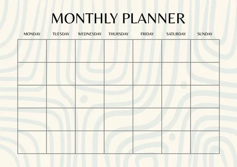 Creative pastel colored monthly planner template Stock Illustration