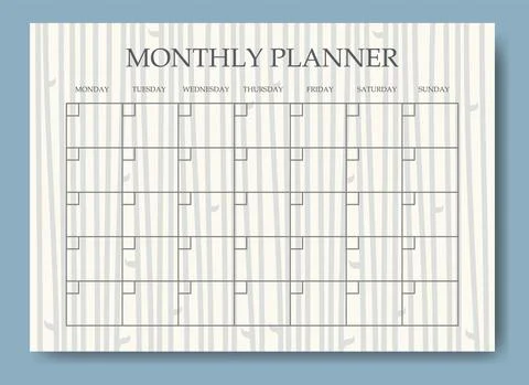 Creative pastel colored monthly planner template Stock Illustration