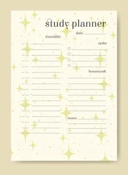 Creative pastel colored study planner template. Abstract starry blank Stock Illustration