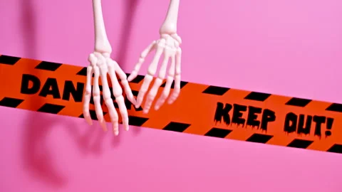 Creative Pastel Halloween Background: Unique Decor with Hanging Hands Video stock 251494663