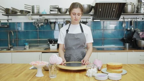 Creative pastry chef preparing cake Stock Footage 108871470