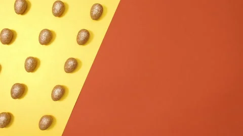 Creative pattern dance of glitter gold eggs for Easter. Stop motion Stock Footage 150283068