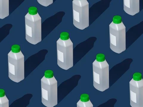 Creative pattern of large bottle of sanitizer on blue background. Stock Illustration