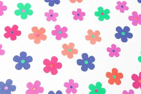 Creative pattern made of colofule  flowers on  background.  Stock Photos