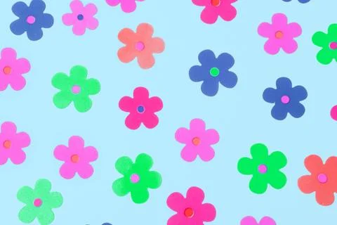 Creative pattern made of colofule  flowers on  background.  Stock Photos
