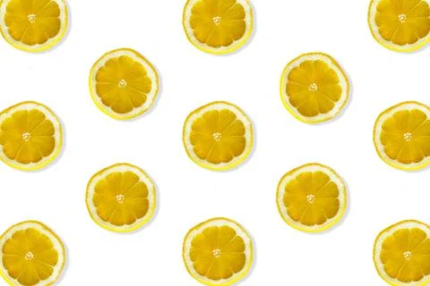 Creative pattern made of lemon. Stock Photos