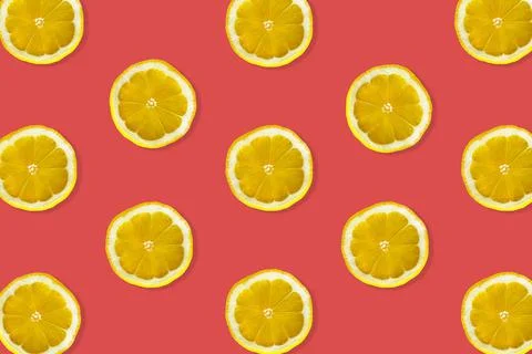 Creative pattern made of lemon. Stock Photos
