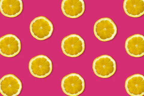 Creative pattern made of lemon. Stock Photos