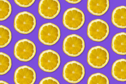 Creative pattern made of lemon. Stock Photos