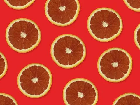 Creative pattern made of red oranges. Stock Photos