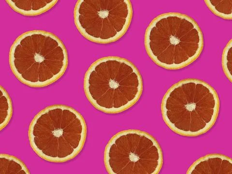 Creative pattern made of red oranges. Stock Photos