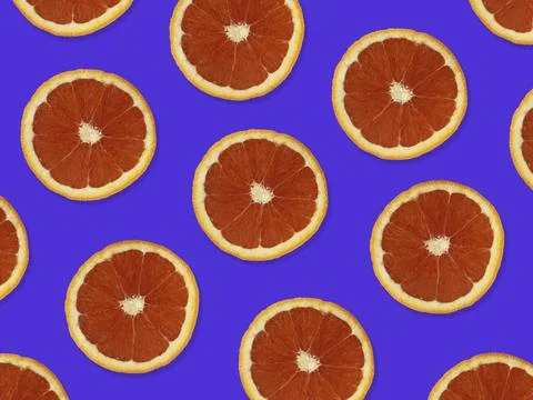 Creative pattern made of red oranges. Stock Photos