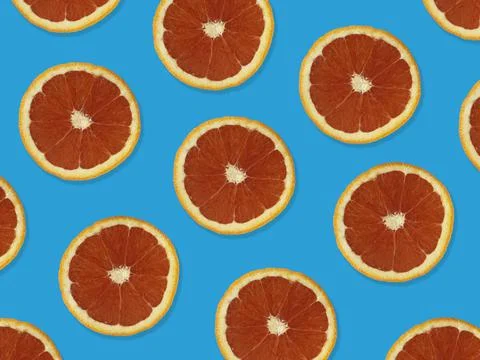 Creative pattern made of red oranges. Stock Photos