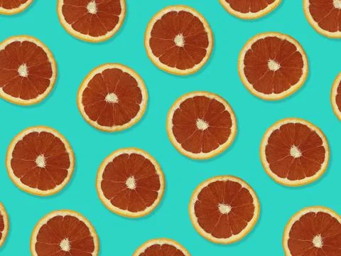 Creative pattern made of red oranges. Stock Photos
