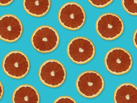 Creative pattern made of red oranges. Stock Photos