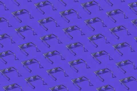 Creative pattern from pixel art glasses with shadows. Stock Photos