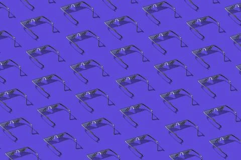 Creative pattern from pixel art glasses with shadows. Horizontal pattern f... Stock Photos
