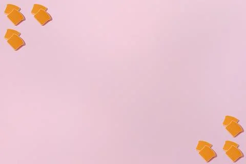 Creative pattern slices toast bread flat lay pastel pink background copy spac Stock Photos