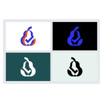 Creative Pear Logo Design with Checkmark Icon Stock Illustration