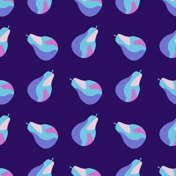 Creative pears seamless pattern. Abstract summer fruit background. 库存插图
