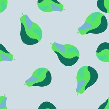 Creative pears seamless pattern. Abstract summer fruit background. Illustrazione stock