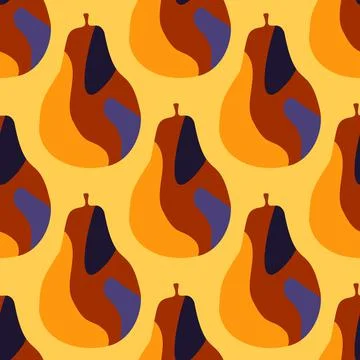 Creative pears seamless pattern. Abstract summer fruit background. Stock Illustration