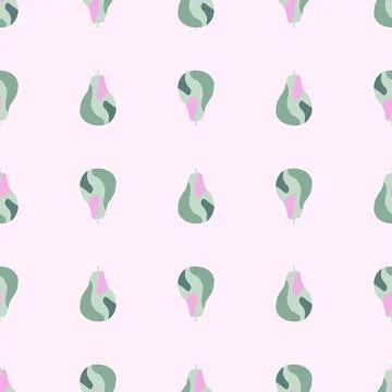 Creative pears seamless pattern. Abstract summer fruit background. Illustrazione stock
