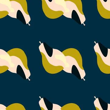 Creative pears seamless pattern. Abstract summer fruit background. Illustrazione stock