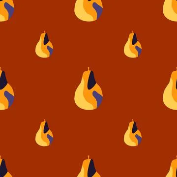 Creative pears seamless pattern. Abstract summer fruit background. 스톡 일러스트
