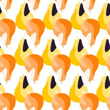 Creative pears seamless pattern. Abstract summer fruit background. Stock Illustration