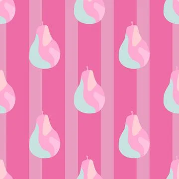Creative pears seamless pattern. Abstract summer fruit background. Illustrazione stock