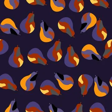 Creative pears seamless pattern. Abstract summer fruit background. 스톡 일러스트