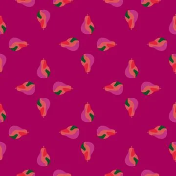Creative pears seamless pattern. Abstract summer fruit background. Illustrazione stock