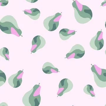 Creative pears seamless pattern. Abstract summer fruit background. Illustrazione stock