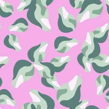 Creative pears seamless pattern. Abstract summer fruit background. Illustrazione stock
