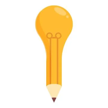 Creative pen idea bulb icon cartoon vector. Goal education Stock Illustration