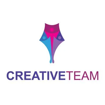 Creative pen team logo design Stock Illustration