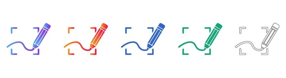 Creative Pencil Drawing Tool Icon Collection イラスト素材
