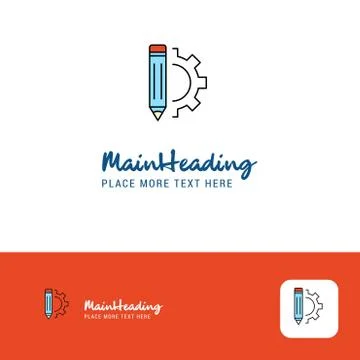 Creative Pencil  Logo Design. Flat color Logo place for Tagline. Vector Illus Stock Illustration