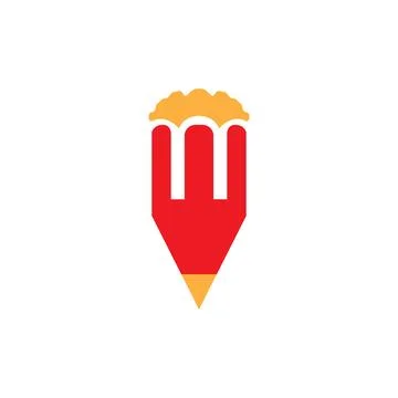 Creative pencil with popcorn logo design vector graphic symbol icon sign il.. Stock Illustration