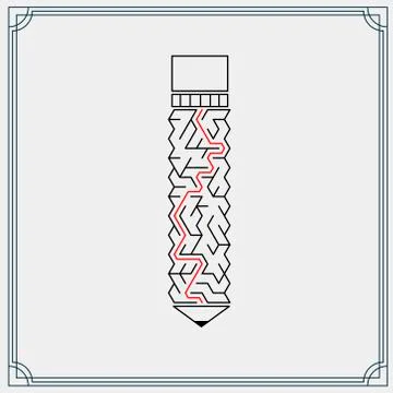 Creative pencil shaped maze 스톡 일러스트