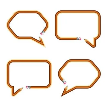 Creative Pencil Speech Bubble Frame Vectors Set for Education Stock Illustration