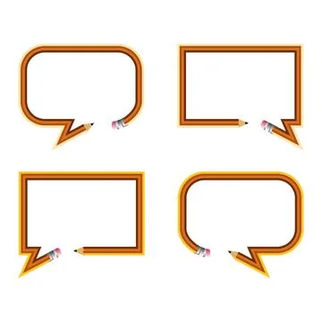Creative Pencil Speech Bubble Frame Vectors Set for Education Illustration